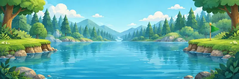 A bright forest river ready for a bridge
